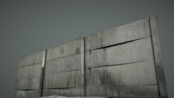 Concrete Fence Wall - Game ready scan 3D Model