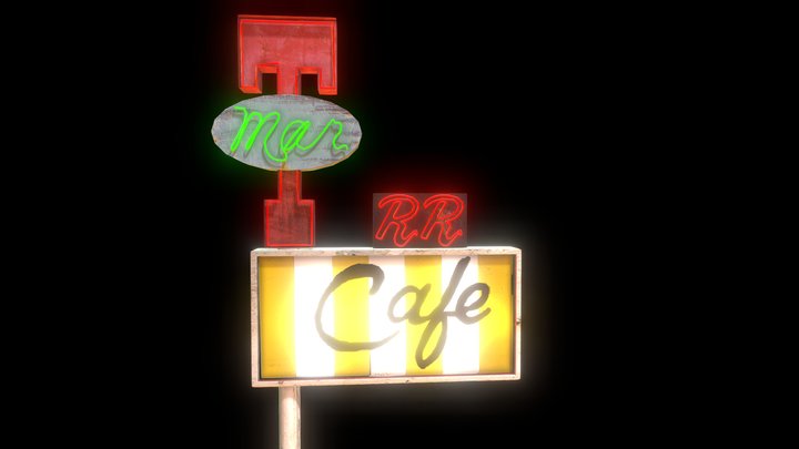Twin Peaks Diner Sign 3D Model