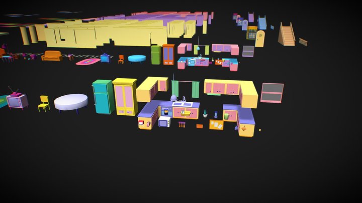 Game asset cartoon furniture 3D Model