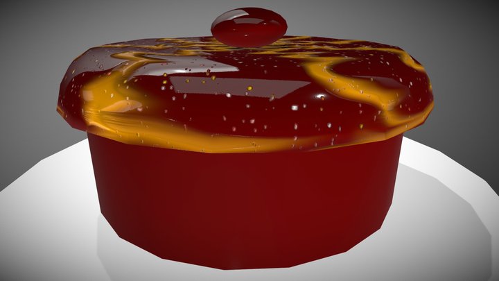 Chocolate Glazed cake with Caramel Swirl 3D Model