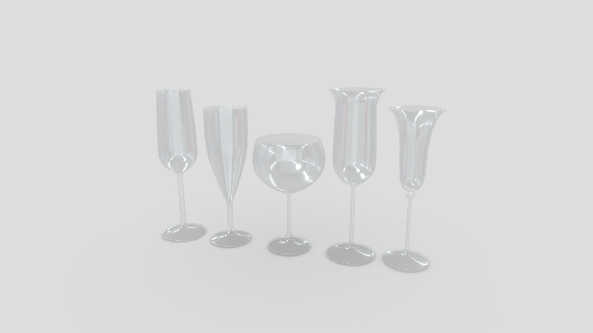 3D model Cocktail Glass Set 2 - This is a 3D model of the Cocktail Glass Set 2. The 3D model is about a group of wine glasses.