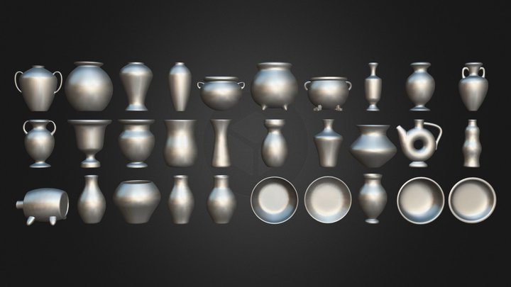 Pack Of 30 Potteries Kitbash Volume 01 3D Model
