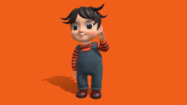 Hugo Cute Cartoon Boy Child 3D Model
