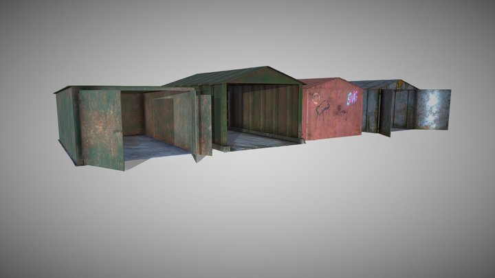 Abandoned Soviet Garages Pack Game-Ready 3D Model