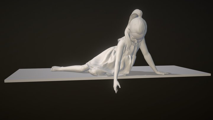 Girl near the fountain 3D Model