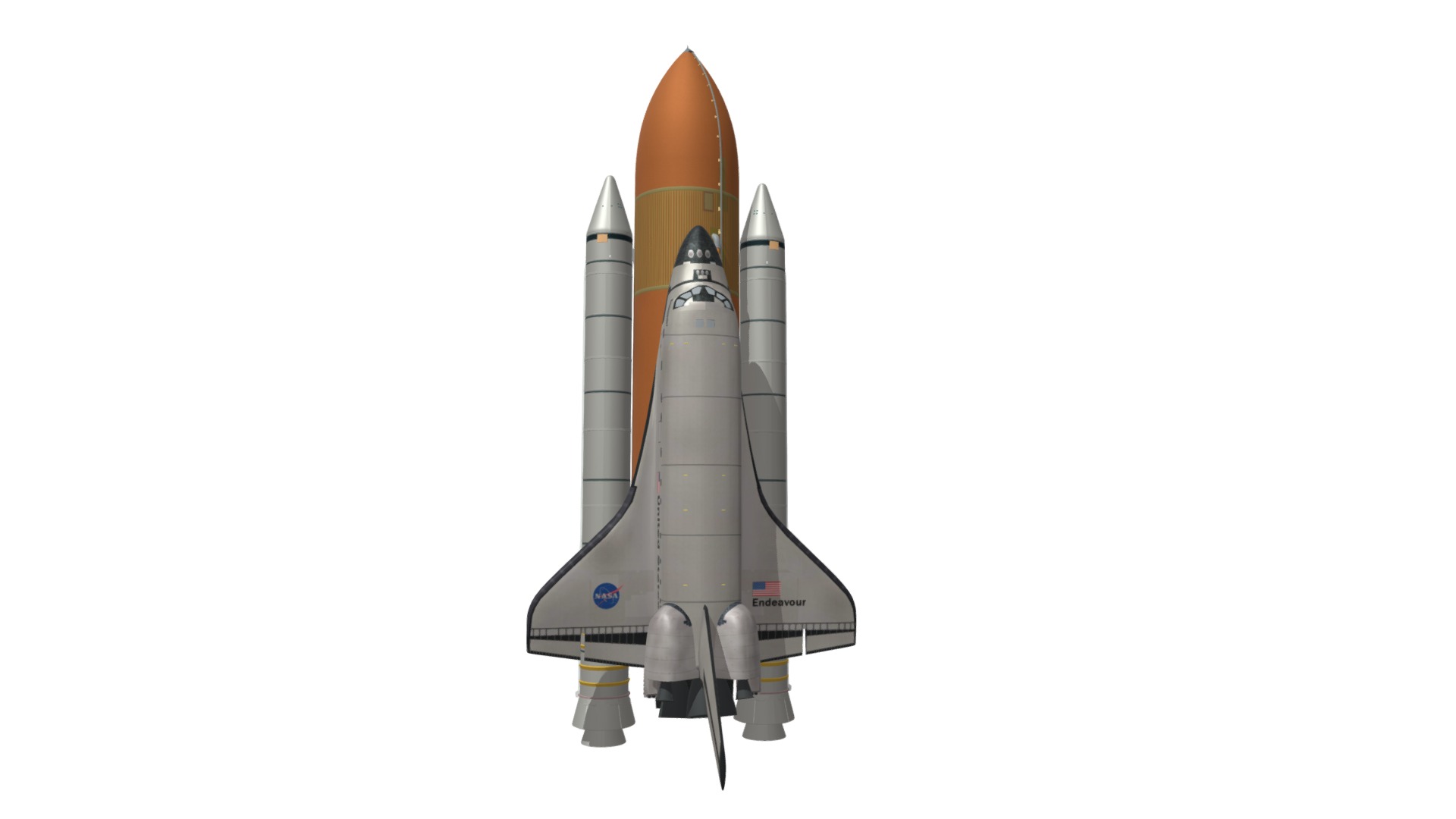 3D model Endeavour Space Shuttle - This is a 3D model of the Endeavour Space Shuttle. The 3D model is about a space shuttle with a white background.