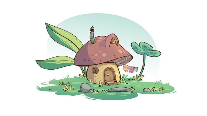 Mushroom House - Toon Shaded 3D Model