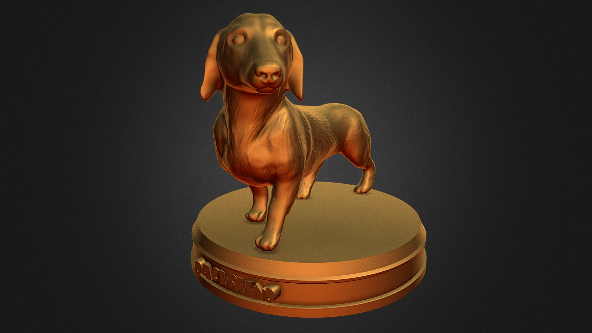 3D model Realistic Dachshund - This is a 3D model of the Realistic Dachshund. The 3D model is about a small statue of a dog.