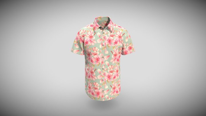 Printed Hawaiian Shirts Pocketless Design 3D Model