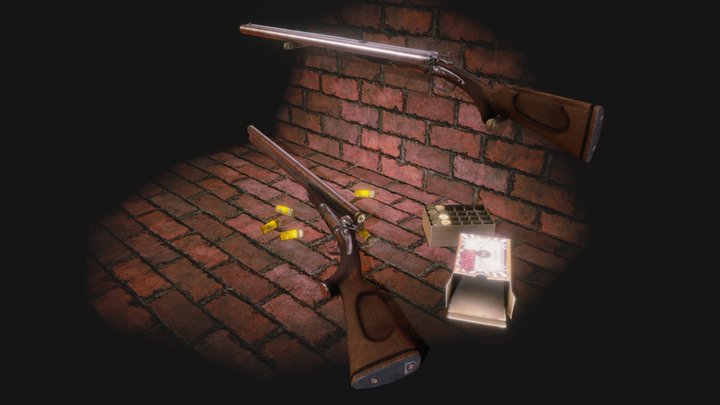 Double-barreled shotgun. 3D Model