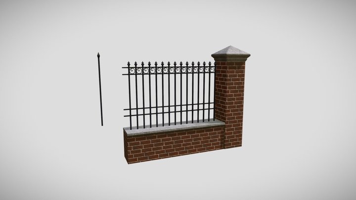 Fence brick modules 3D Model