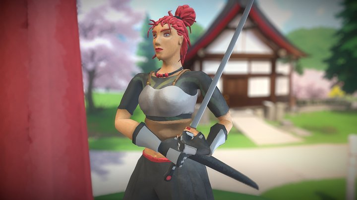 Female Samurai Animated 3D Model