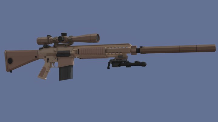 M110 SASS Low-Polygon 3D Model