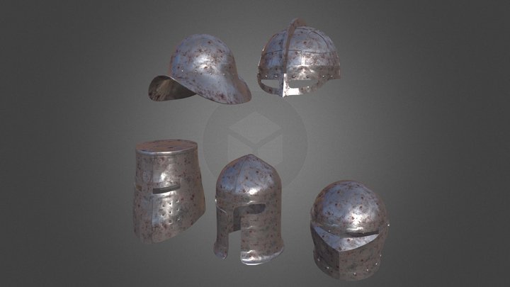 Collection of medieval helmets 3D Model