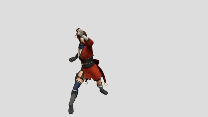 Élodie backing up to block an upcoming attack 3D Model