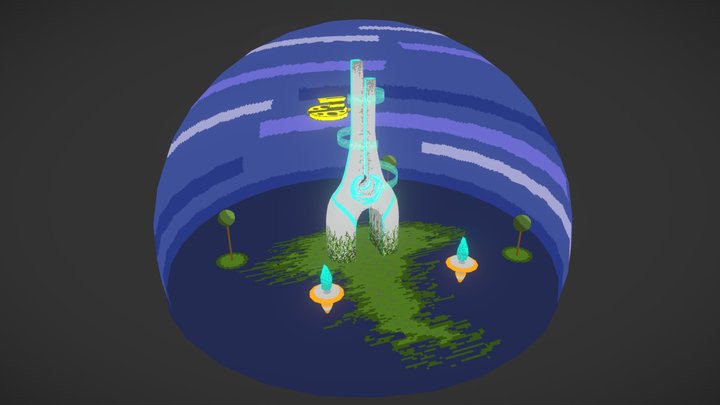 Environment Relic Pixel Textured 3D Model