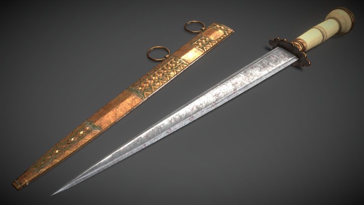 Dagger with sheath 3D Model