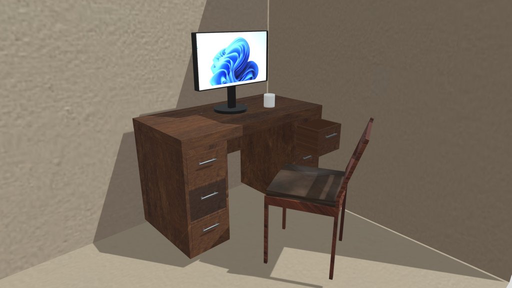 Minimal desk setup - Beginner 3D asset pack