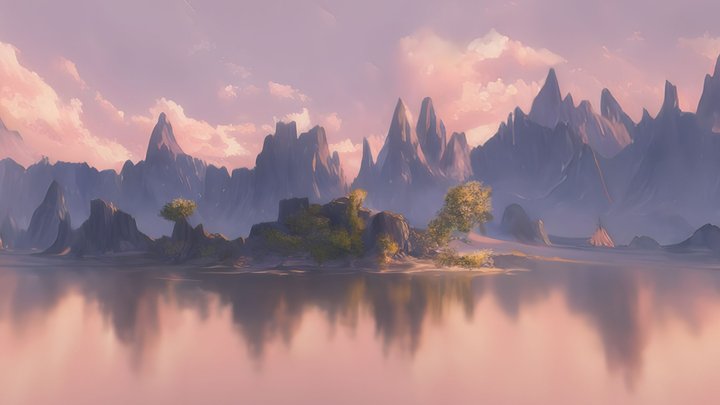 Lake in the Mountains - Day &Twilight  - Skybox 3D Model