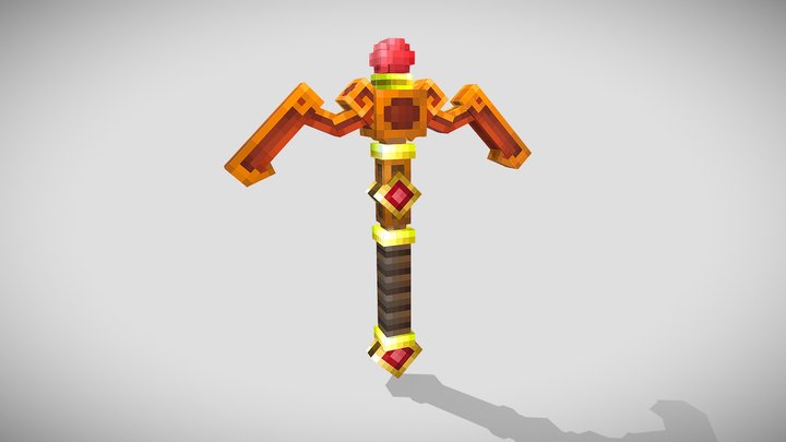 Red Copper Pickaxe 3D Model