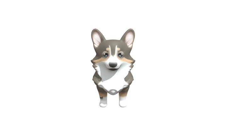Cute cartoon corgi 3D Model