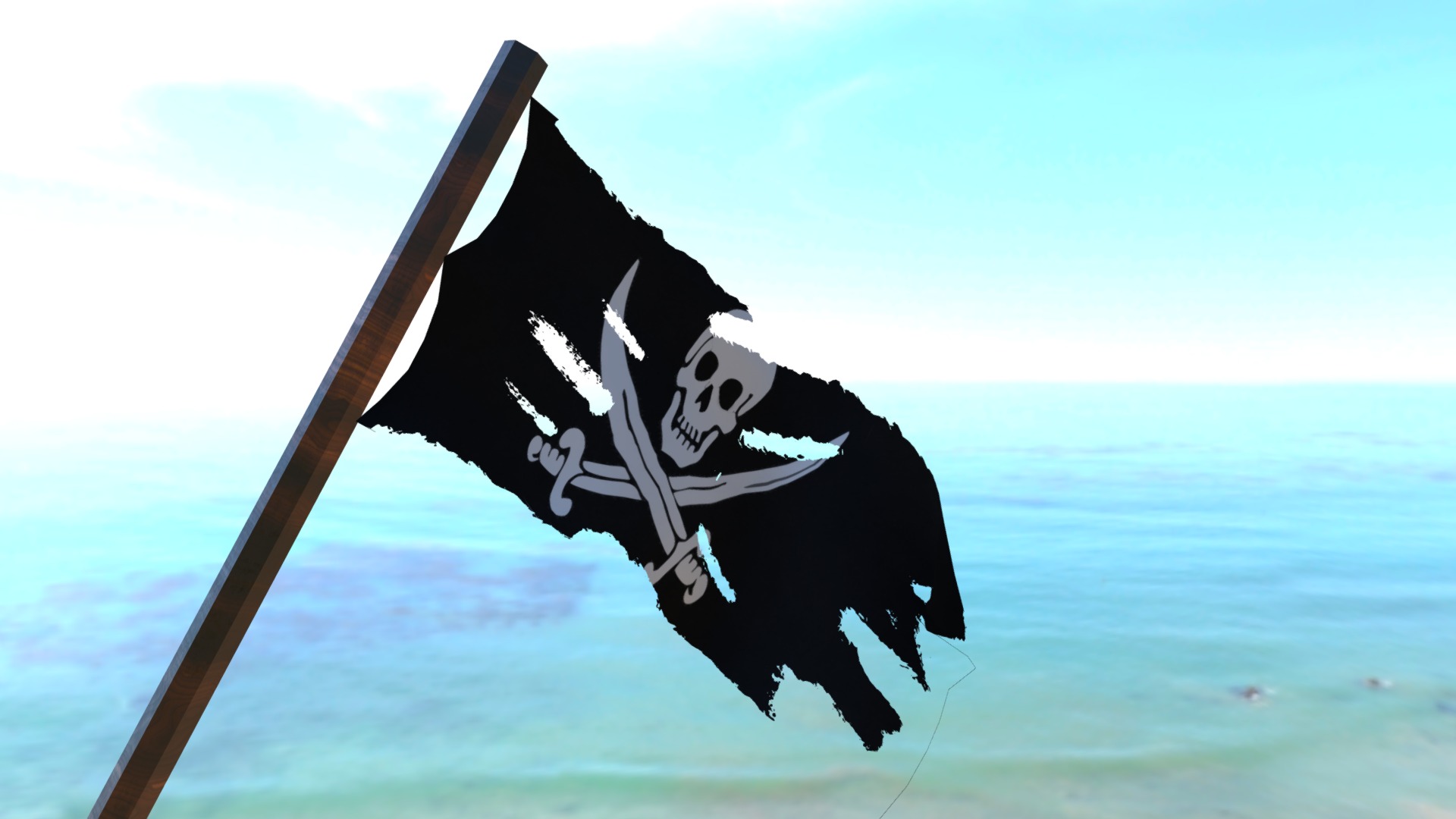 3D model Animated Pirate Flag - This is a 3D model of the Animated Pirate Flag. The 3D model is about a person in the air.