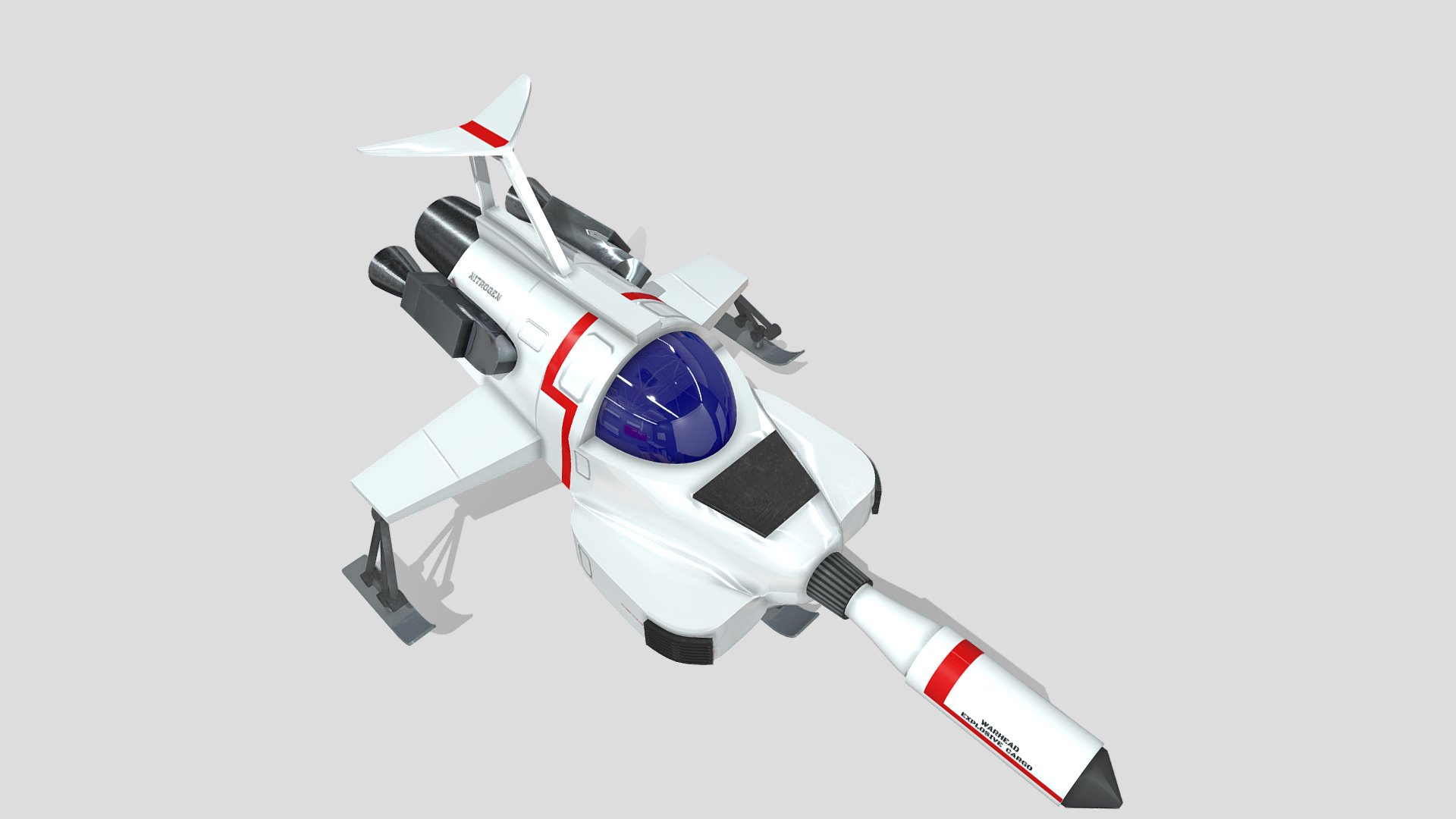 3D model UFO Interceptor-stylised model from the TV show - This is a 3D model of the UFO Interceptor-stylised model from the TV show. The 3D model is about a white and red drone.