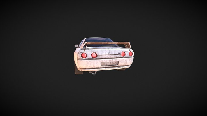 Dirty Old White Nissan Skyline R32 PBR 3D Model