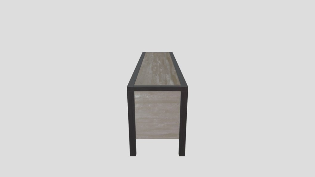 Sideboard Oak Wood Black Steel Led