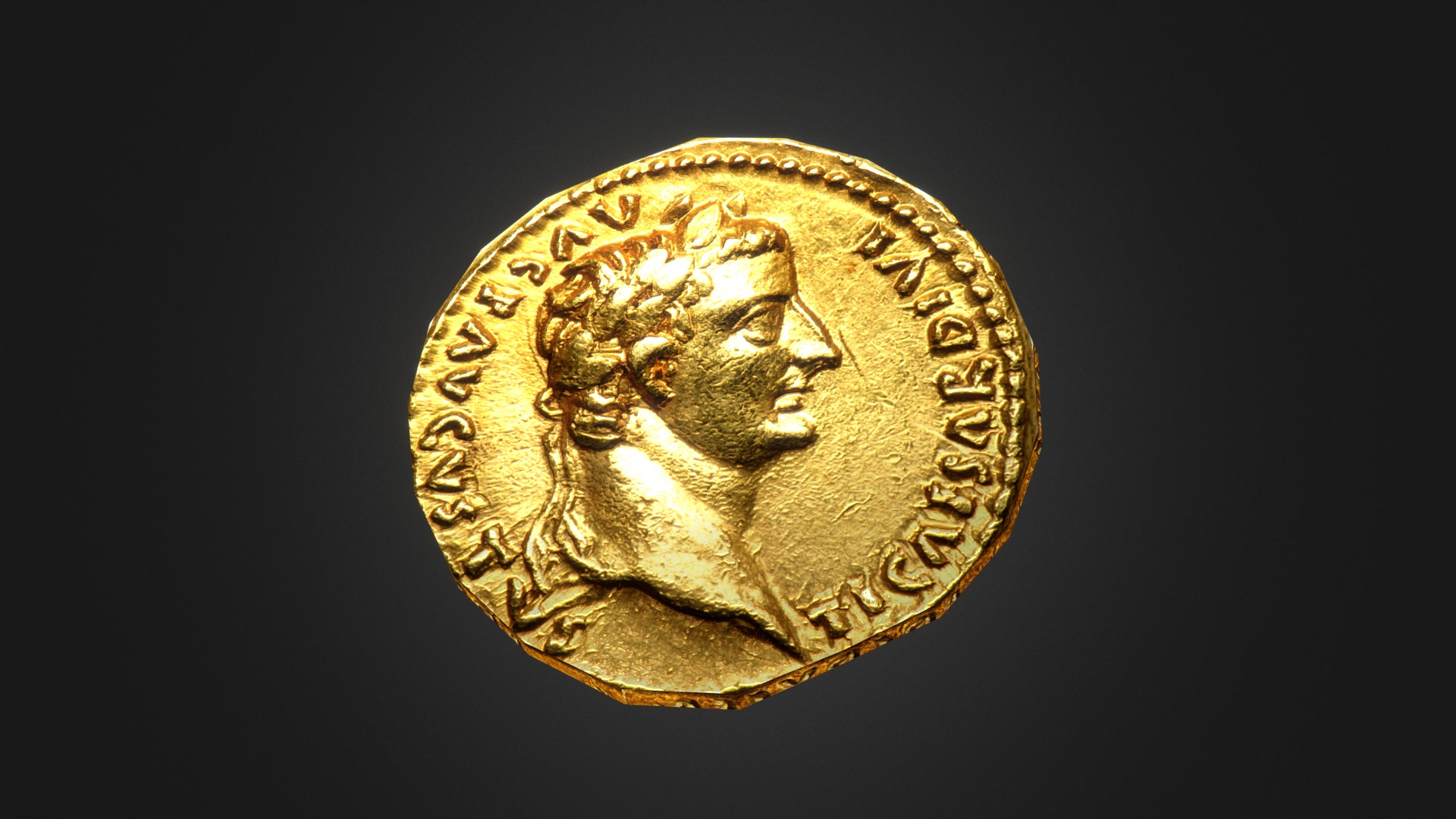 3D model Old Rome Coin - This is a 3D model of the Old Rome Coin. The 3D model is about a gold coin with a face on it.