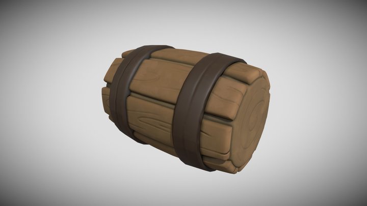 Stylized Wooden Barrel 3D Model