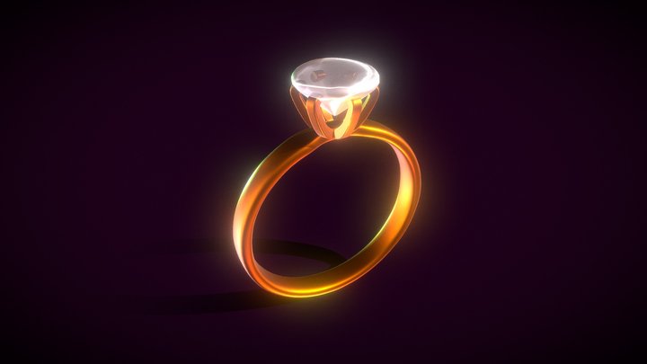 Gold Ring with Diamond 3D Model