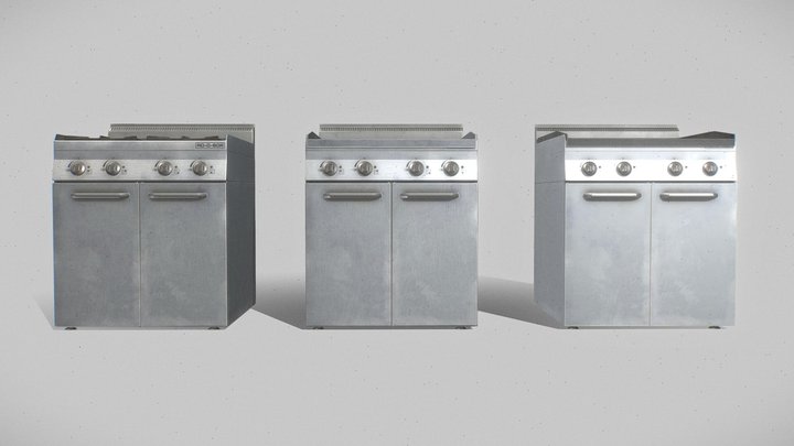 Restaurant Kitchen Stove Grill Pack 3D Model