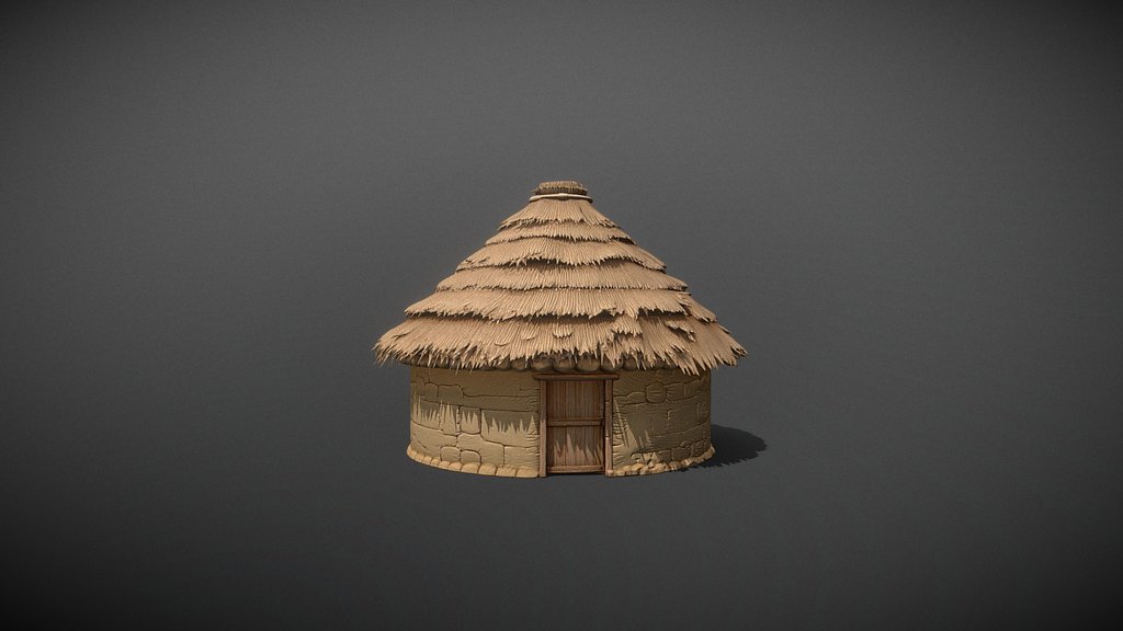 African Mud-Brick Rondavel Hut - Stylized