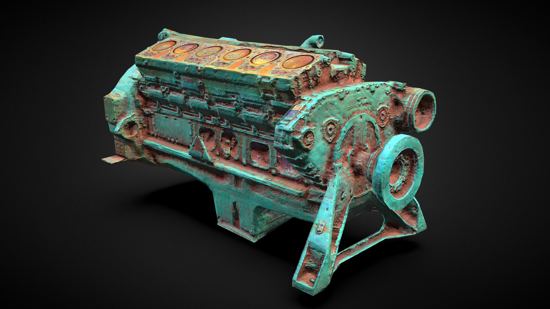 Cummins VTA28 rusty engine - Buy Royalty Free 3D model by Léonard_Doye /  Leoskateman (@leoskateman) [fd23675]