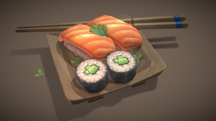 Japanese food pack sushi - FREE 3D Model
