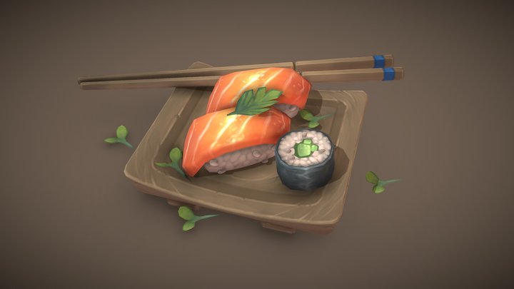 Japanese food pack sushi - FREE 3D Model