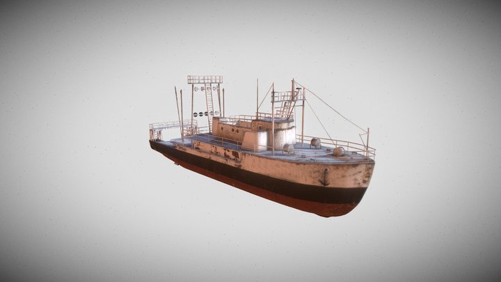 Salt-Beaten Fishing Trawler (Game-Ready)