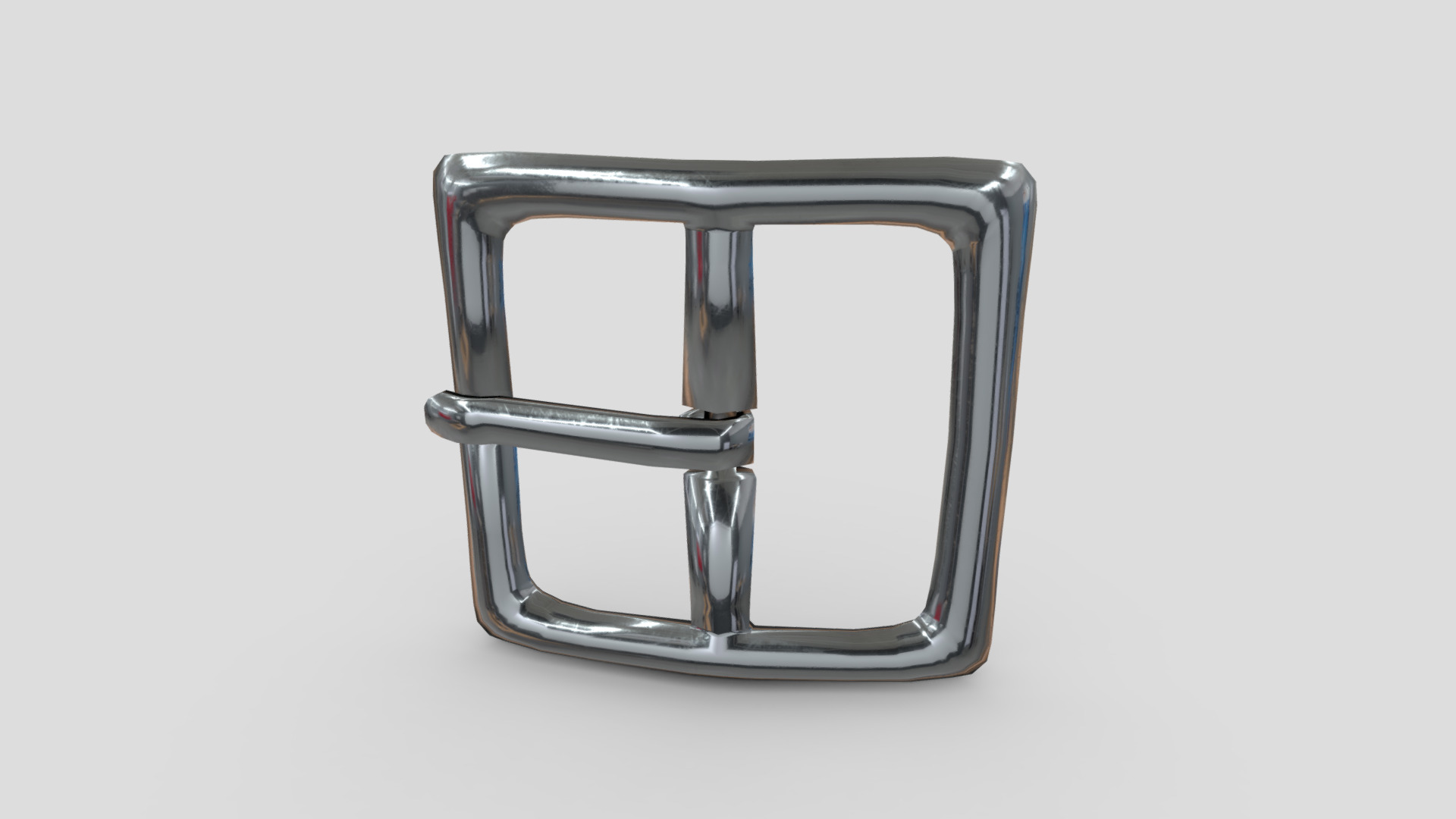 3D model Buckle 2 - This is a 3D model of the Buckle 2. The 3D model is about a silver and clear metal object.