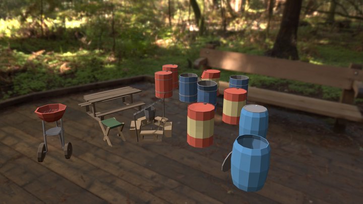 stylized camping asset 3D Model