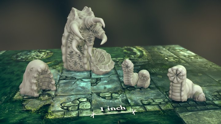 3D printable Sewer Monsters - Leeches 3D Model
