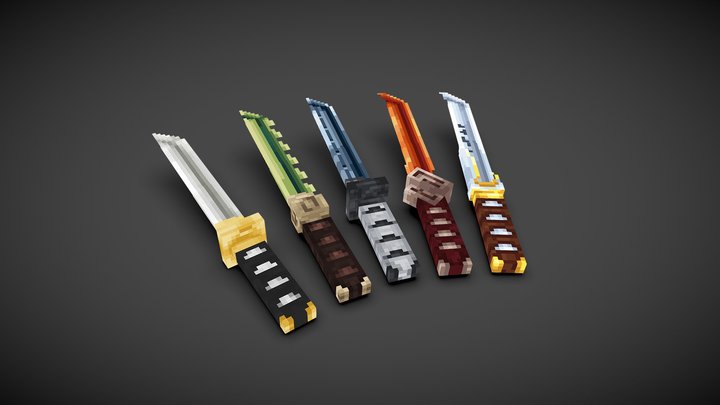 Wakizashi pixel 3D Model