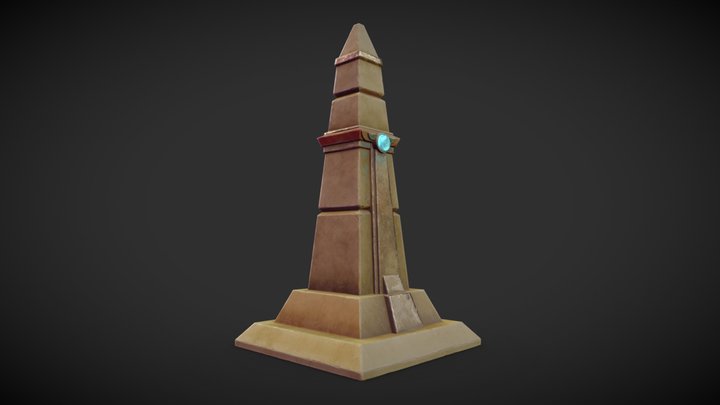 Stylized Egyptian Pillar low poly model 3D Model