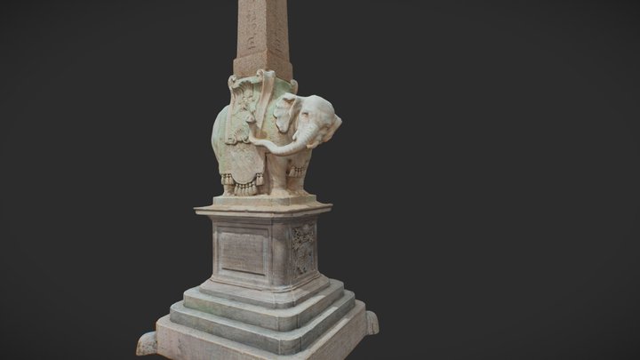 Elephant and Obelisk - Roma v2 3D Model