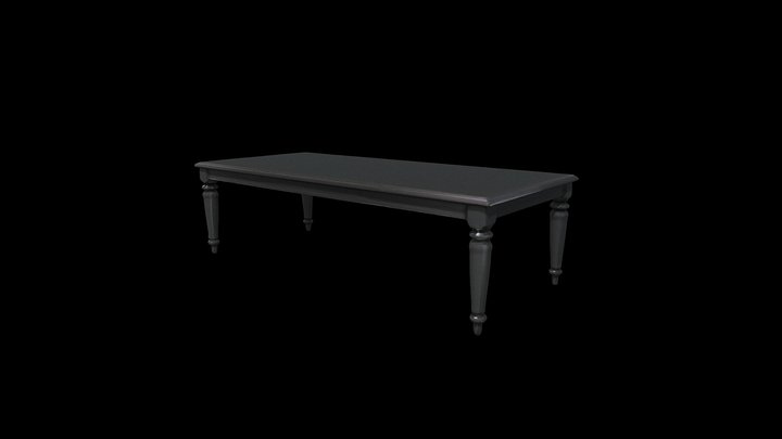 Victorian long wooden ebony dining table 3D Model