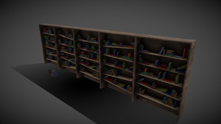 Bookcase and books 3D Model