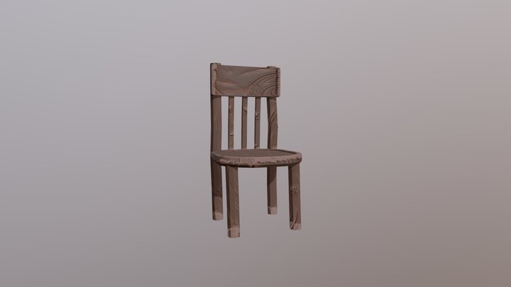 Stylized Old Medieval Chair 3D model (low Poly) 3D Model