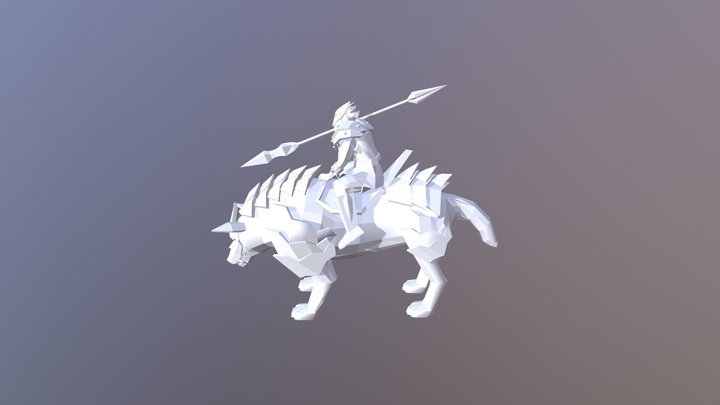 Low Poly Wolf Rider 3D Model