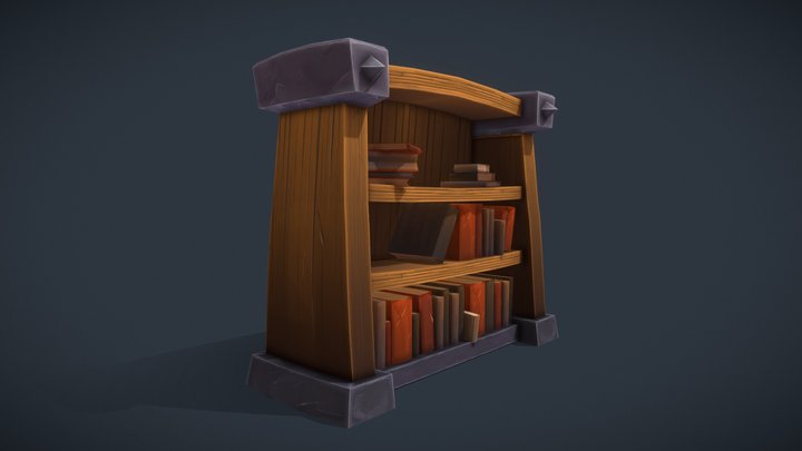 Fantasy Bookshelf 3D Model