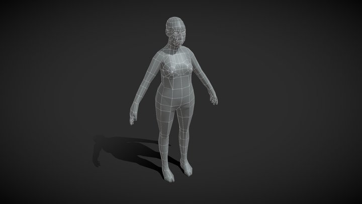 Female Body Fat Base Mesh 3D Model 1000 Polygons 3D Model